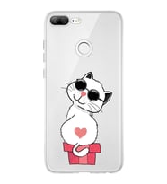 Huawei Honor 9 Lite  Uyumlu Kapak Coolcat Tasarımlı Şeffaf Silikon Kılıf