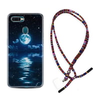 Oppo A5S A15 A16 A54 A55 A73 A74 Kılıf Boyun Asklı Rasta Silikon Night Moon 1133