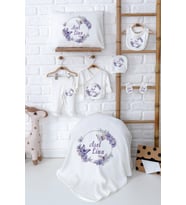 Pia Baby Premium %100 Pamuk Yenidoğan Kız Bebek Hastane Çıkışı Hediyelik Set 5020-02 (Ekru)