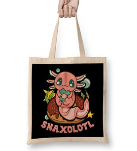 Cute & Funny Snaxolotl Adorable Snacking Axolotl Bez Çanta Uzun Saplı