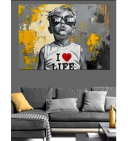 I Love Life Tişört Baskılı Çocuk  Dekoratif Kanvas - Mdf Ahşap Tablo