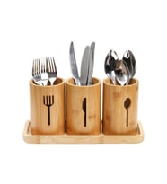 Miccho - 4 Parça Standlı Kaşıklık Yuvarlak (Bambu)