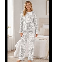Night Kadın Çizgili Kalp Desenli Uzun Pijama Takımı