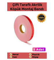 Özel Üretim Süper Güçlü İz Bırakmayan Çift Taraflı Akrilik Köpük Montaj Bandı 19mm X 2mt - 5 Adet