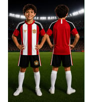 Çocuk Halı Saha Futbol forması Seti Kırımızı-Beyaz1 Forma+Şort+Çorap