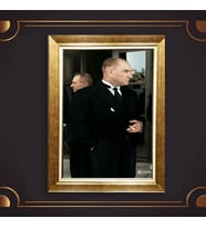 Özel Seri Paspartulu Çerçeveli Atatürk Tablo l149 (Gold)