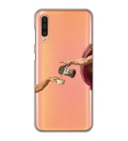 Samsung Galaxy A50 - A30S - A50S Uyumlu Eller Tablosu ve Kahve Tasarımlı Şeffaf Telefon Kılıfı