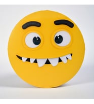 Emoji li Dekoratif Yuvarlak Kanvas Tablo (Sarı)