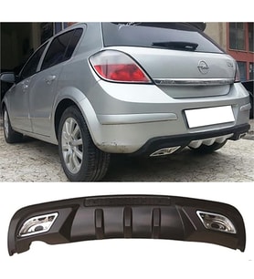 Opel Astra H Difüzör Difizör Siyah + Kare Egzoz Görünüm C Tip 2004 - 2009