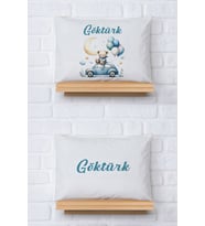 Pia Baby Premium %100 Pamuk İkili İsim Yazılı Erkek Bebek Yastık Kılıfı – 35x45 cm Organik Baskı 5056-13 (Ekru)