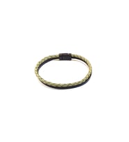 Light Olive Pure Braid – Açık Zeytin Yeşili Örgü Detaylı Siyah Erkek Deri Bileklik-1406