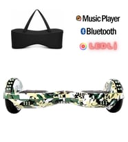 Citymate Hoverboard Elektrikli Kaykay Full Ledli  Bluetooth Hoparlörlü 6.5 Inch Çanta Hediyeli Yeşil Kamuflaj D07
