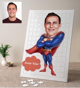 Karikatür Süper Adam Kişiye Özel Puzzle