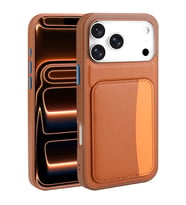 iPhone 17 Pro Kılıf Kartlıklı X-Kart Silikon Kılıf (Kahverengi)