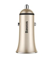 Trumpet Serisi 3.1A Çift Usb Girişli Metal Araç Şarjı Gold