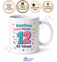 12 Yaş Doğum Günü Hediyesi Gençlere Özel Tasarım Baskılı Kupa Bardak
