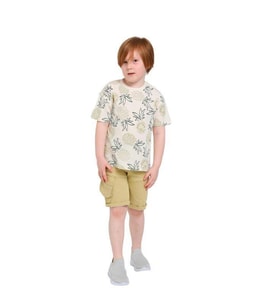 Erkek Çocuk  Pamuklu Ananas Baskılı Tshirt