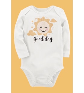 Organik Baskılı Pamuklu Unisex Bebek Body UZUNKOLE126