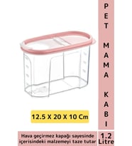Dayanıklı Sert Plastik Hijyenik Tazelik Sağlayan Hava Geçirmez Kapak Kedi Köpek Mama Kabı 1.2 Litre