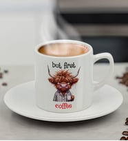 BK Gift Sevimli Çizim Önce Kahve Tasarımlı Türk Kahvesi Fincanı-2, Arkadaşa Hediye, Sevgiliye Hediye