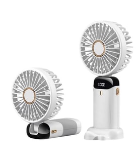 Feny FN-F30 Beyaz Kademeli Ultra Sessiz Led Göstergeli Katlanabilir Şarjlı 1200Mah Mini El Fanı