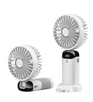 Feny FN-F30 Beyaz Kademeli Ultra Sessiz Led Göstergeli Katlanabilir Şarjlı 1200Mah Mini El Fanı