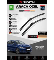 S-Dizayn Peugeot 301 Sedan Ön Cam Silecek Seti 2012 Üzeri Premium Araca Özel 60-40 Cm A+ Kalite
