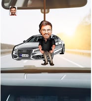 Kişiye Özel Karikatürlü Audi Araba Temalı Ahşap Dikiz Ayna Süsü