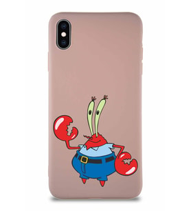 Apple iPhone XS Max Soft Premier Kapak Bay Yengeç Tasarımlı Silikon Kılıf - Pudra (Şeffaf)
