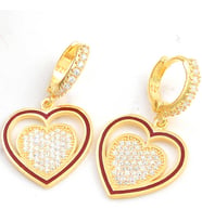Gümüş Gold Sallantılı Kalp Kadın Küpe