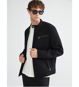 LCW Vision Siyah Slim Fit Biker Yaka Erkek Ceket