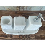 Beyaz Mermer 4'lü Modern Banyo Seti