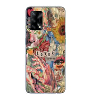 Oppo A74 Uyumlu Aesthetic Vintage Kolaj Desenli Şeffaf Telefon Kılıfı