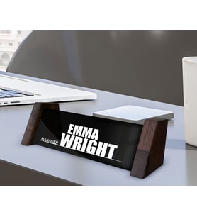 BK Gift Kişiye Özel İsimli Ahşap Ayaklı Siyah Akrilik Masa İsimliği, Ofis Dekoru, Mesleki Hediye, Ofis Hediyeleri-6