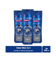 Clear Men 3 in 1 Şampuan & Duş Jeli Arındırıcı Kömür Saç Yüz Vücut İçin 350 ml x 3