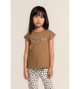 Kız Bebek Nakışlı Tshirt Kahverengi