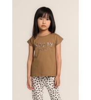 Kız Bebek Nakışlı Tshirt Kahverengi