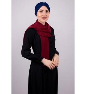 Lacivert Pratik Hazır Geçmeli Tesettür Bone Petekli Büzgülü 1204E_02