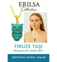 Sertifikalı Baykuş Model Firuze Taşı Kolye – Bilgelik, Koruma ve Ruhsal Şifa Taşı (Çok Renkli)