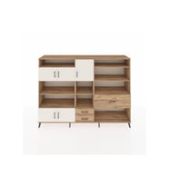 Hyperion Dolap 13 Raflı 3 Çekmeceli 5 Kapaklı 220x44x163 Çam-Aytaşı/Çam