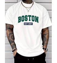 Erkek Boston Baskılı Süprem T-shirt (Beyaz)