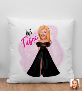Bk Gift Kişiye Özel Barbie Karikatürlü Beyaz Yastık-3, Barbie Filmi, Barbie Hediyelik Eşya, Arkadaşa Hediye