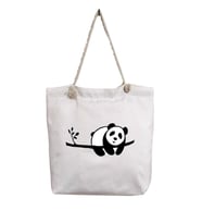 Panda Baskılı Bez Çanta (Beyaz)