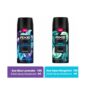 Axe Premium Collection Erkek Sprey Deodorant Blue Lavender 150 ml + Aqua Bergamot 150 ml