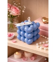 Kalp Küpü Mum - Mumelia Candles Doğal Soya, El Yapımı, Dekoratif - Buz Mavisi