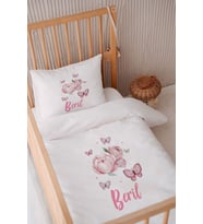 %100 Pamuk Saten Isme Özel 100x150 Bebek Yatak Nevresim Seti