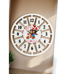 Sevgililer Günü Hediyesi Duvar Saati 40cm 024 (Beyaz)