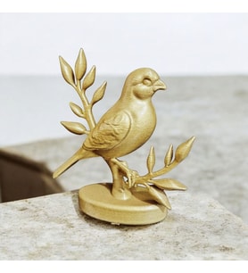 Altın ve Beyaz 3D Baskı Dekoratif Kanarya Figürü - Şık ve Minimalist Ev Dekoru (10x9x4 cm)
