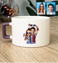Kişiye Özel Karikatürlü Bordo Mavi Taraftar Sevgiliye Hediye Lüks Fincan Sevgililer Günü Hediyesi