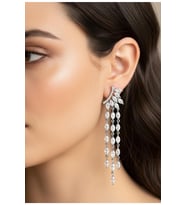 GÜMÜŞ RENK ZİRKON TAŞLI SALLANTILI DAMLA KÜPE ACR0352